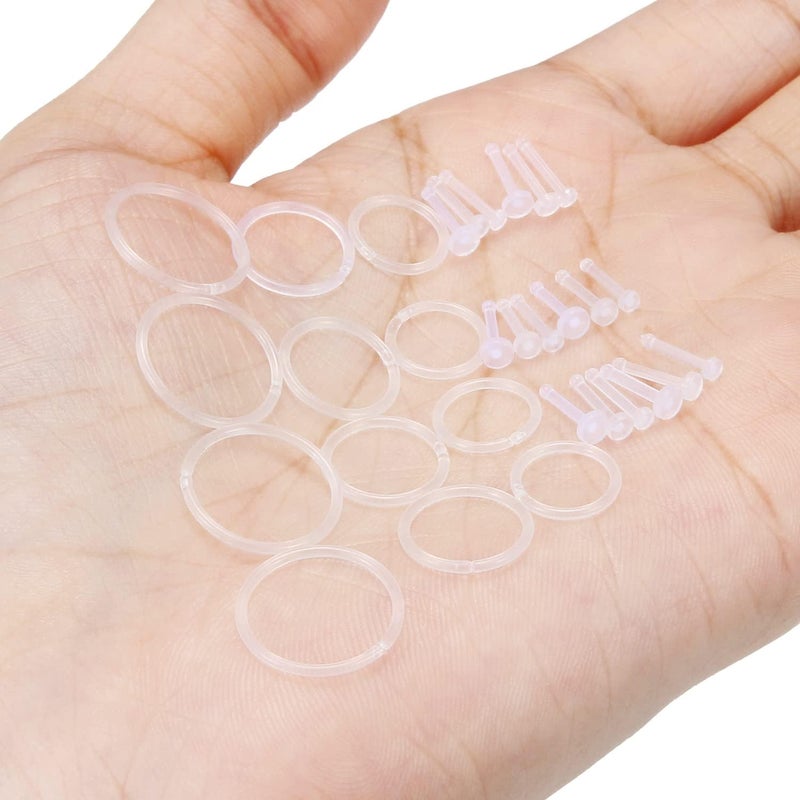 Ftovosyo 18G Clear Nose Studs Plastic Clear Nose Rings for Work Sports MRI Different Sizes Nose Retainer Nostril Piercing Jewelry for Women Men - Image 3